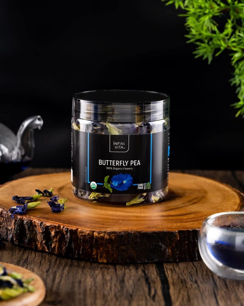 Infini Vita Dried Butterfly Pea Flower Tea 28g (1 oz) - 100% Organic Blue Tea, Pure, Non-GMO, Gluten Free - Natural Energy Booster and Relaxing Beverage - Image 5